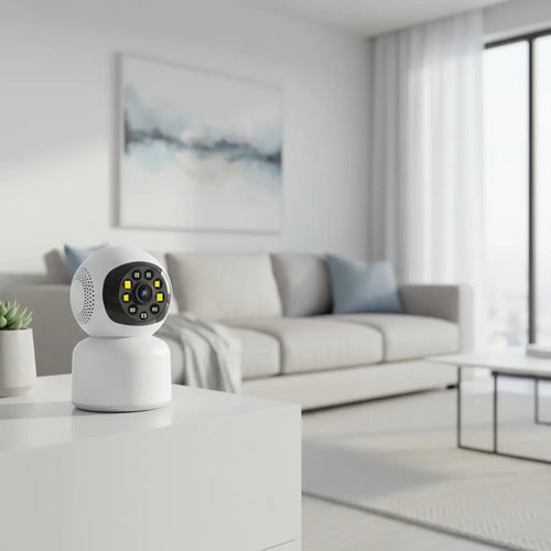Camara Vigilancia Robotica Wifi Inteligente App Tuya Full Hd Blanco