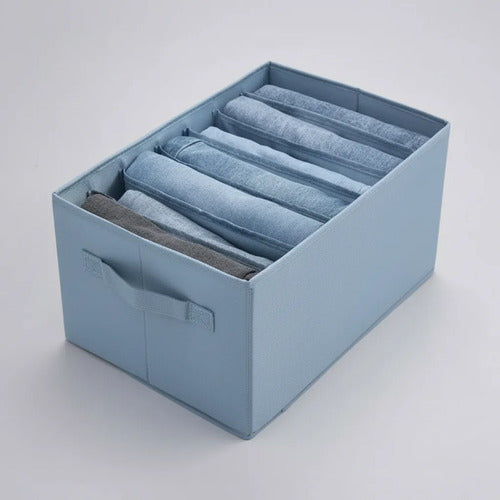 Caja Organizadora Tela 7 Compartimientos Portareloj Plegable Celeste