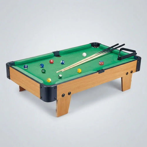 Mini Mesa Pool Billar Infantil 51cm Bolas Tacos Accesorios Verde