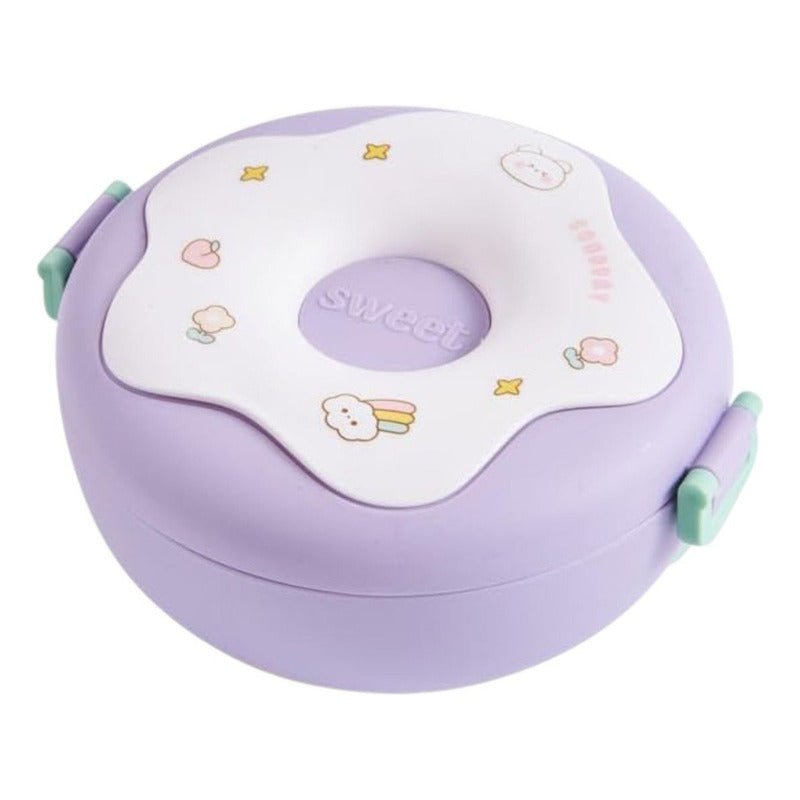 Lonchera Vianda Infantil De Plastico Con Cubiertos 18x8.5cm