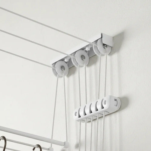 Tender Techo Regulable 5 Varillas Acero Inoxidable 120x38cm Blanco