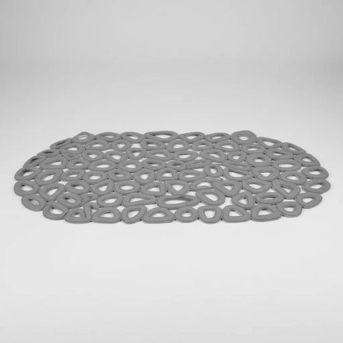 Alfombra Baño Goma Antideslizante 34x64cm Ventosas Calado Gris