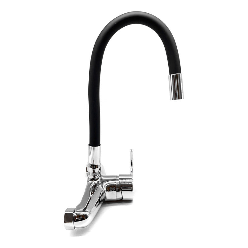 Grifo Monocomando 20cm Flexible Cocina Cromado Mesada Pared