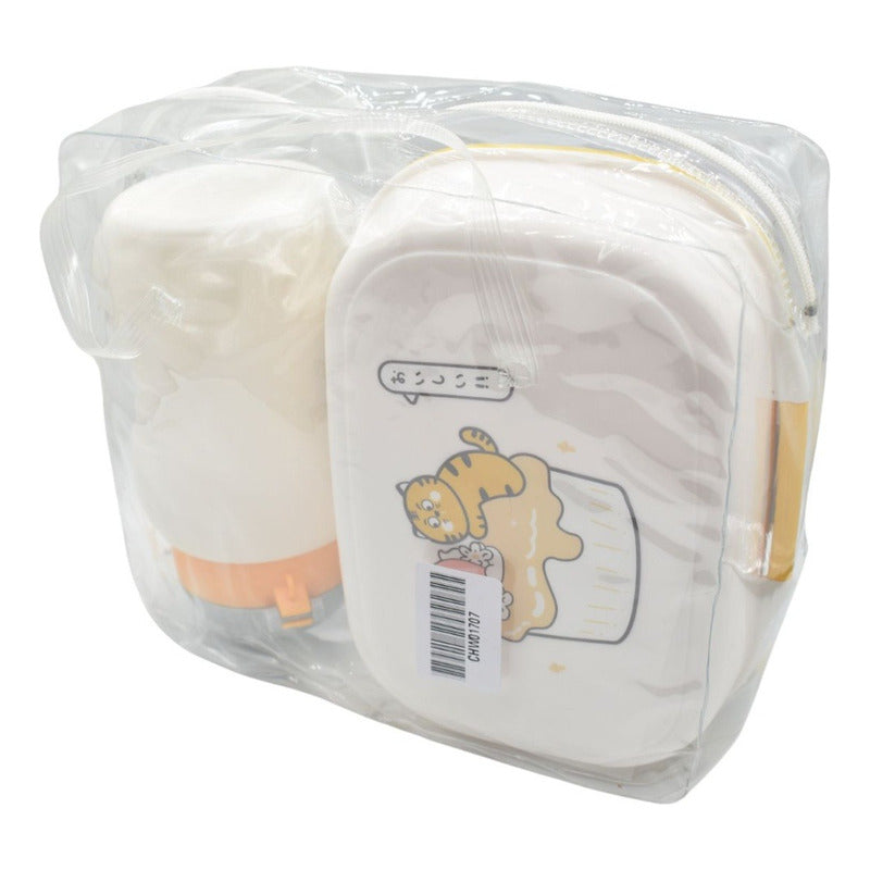 Lonchera Vianda Infantil Con Vaso Y Cubiertos De Plastico