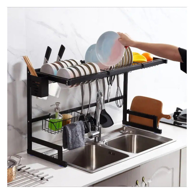 Escurridor Cocina Secaplatos Cubiertero + 5 Paños Microfibra