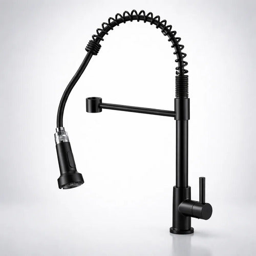 Canilla Grifo Cocina Monocomando Flexible Extensible Acero Negro