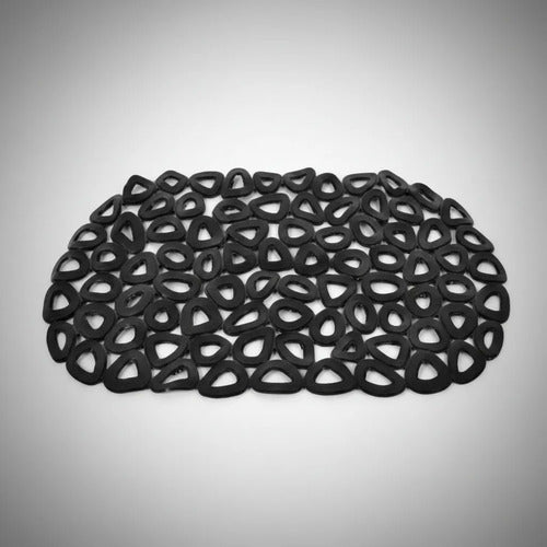 Alfombra Goma Antideslizante Baño Ventosas Diseño 34x64cm Negro