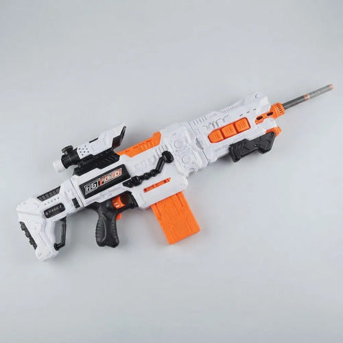 Blaster Rifle Eléctrico Automático 36 Dardos De Espuma Gel Blanco
