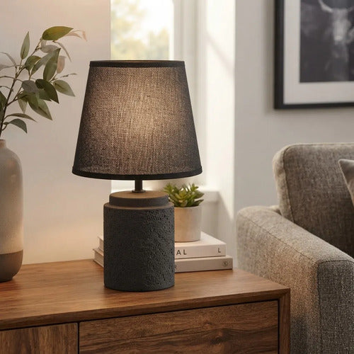 Lámpara Velador Mesa Cerámica Texturizada E27 33cm Negro