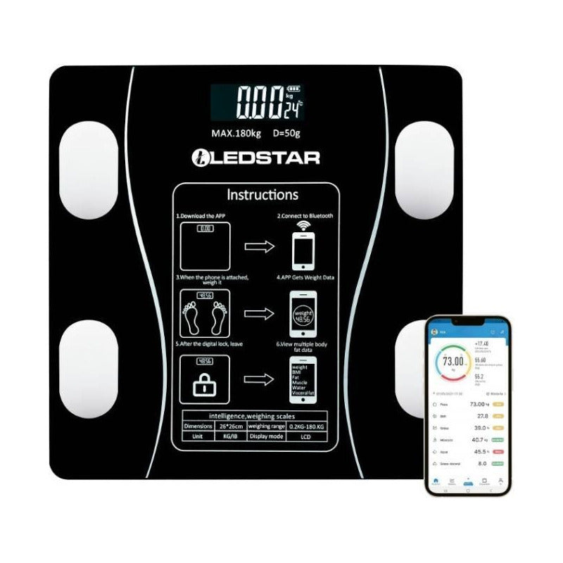 Balanza Corporal Baño Digital De Vidrio Con App