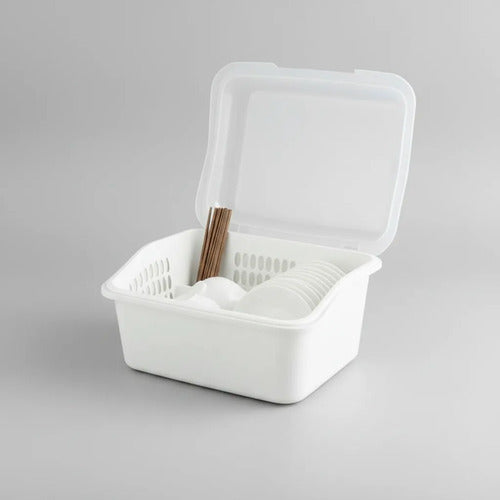 Escurridor Vajilla Tapa Platos Cubiertos Tapa Plastico 45cm Blanco