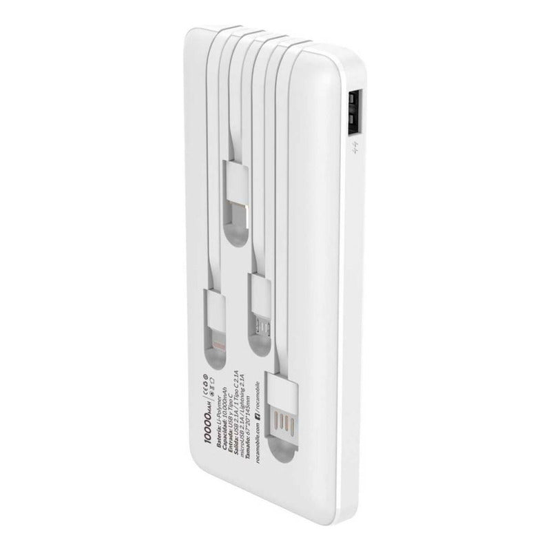 Power Bank 10.000mah Cargador Portati Con Cables Integrados