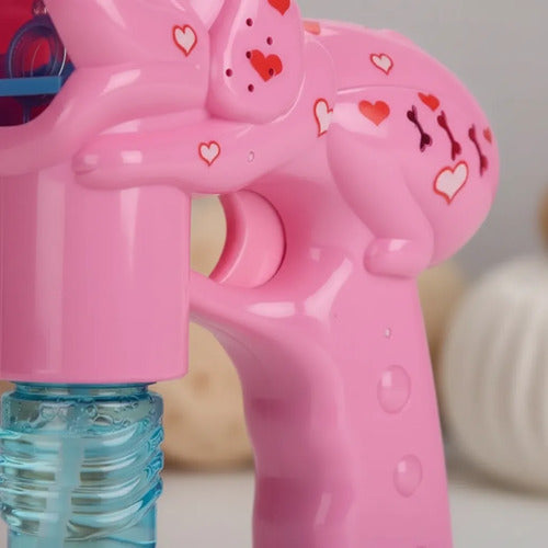 Pistola Lanza Burbujas Automática Perro Luz Música Infantil Rosa