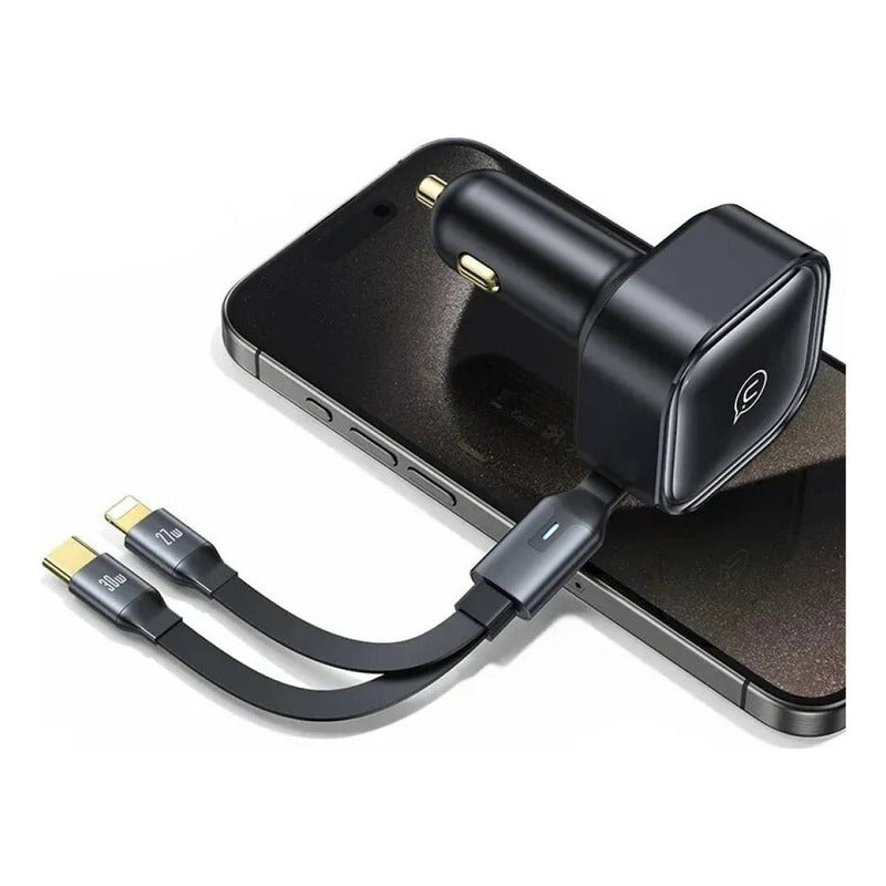 Cargador De Auto Retractil Usb C Tipo C Con Cables 30w