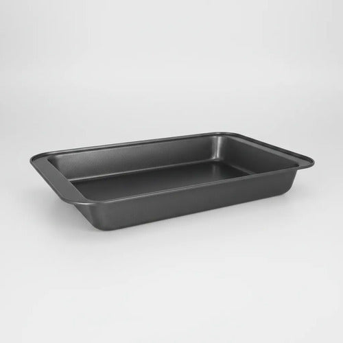 Asadera Fuente Rectangular Horno 37x25x5cm Amplio Práctico Negro