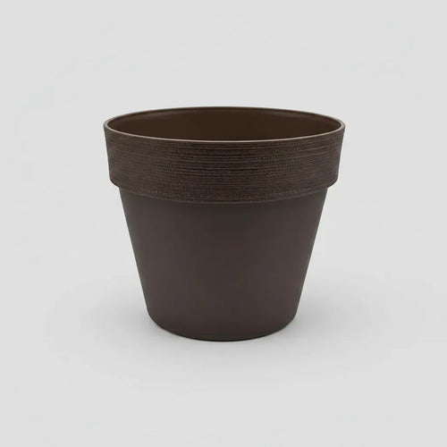 Maceta Jardín Plástica Redonda Liviana 30x26cm Planta Flores Gris