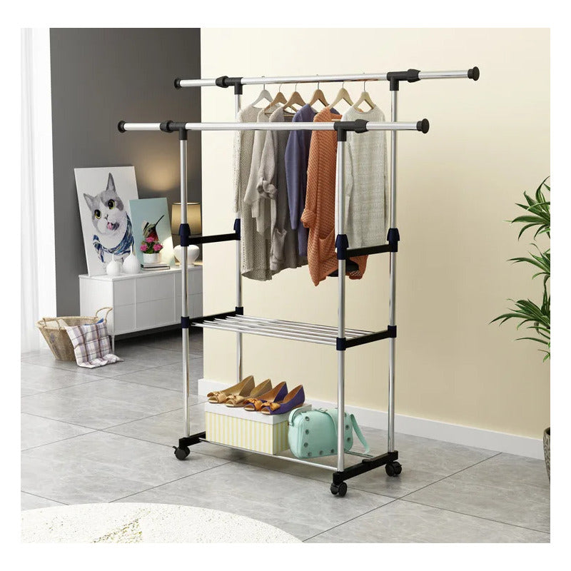 Perchero Organizador Extensible Con Ruedas De Metal