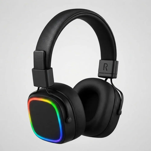 Auriculares 3.5mm Micrófono Rgb Plegables Vincha Ajustable Negro