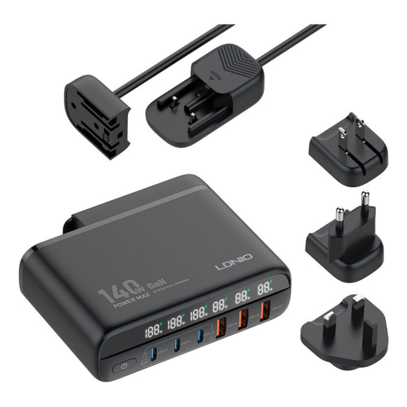Cargador 140w Gan Notebook Pc Carga Rapida Usb + Usb Tipo C