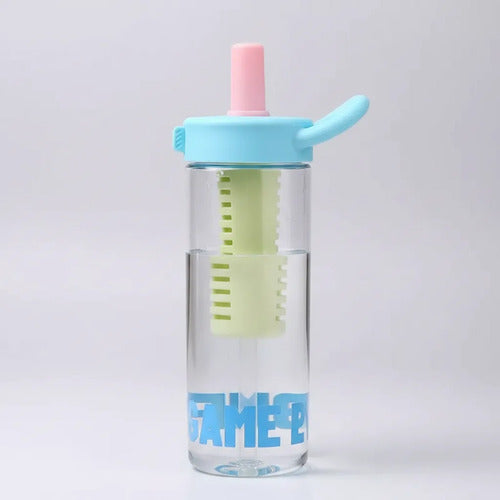 Botella Plástica Deportiva Infusor Tapa 650ml Sorbito Asa Celeste