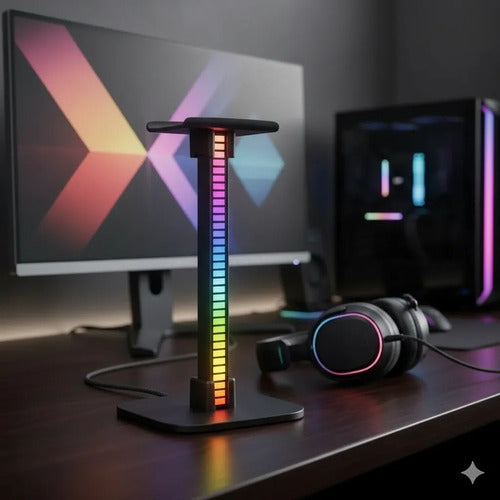 Soporte Auriculares Gamer Base Rgb Escritorio Pc Usb Luces