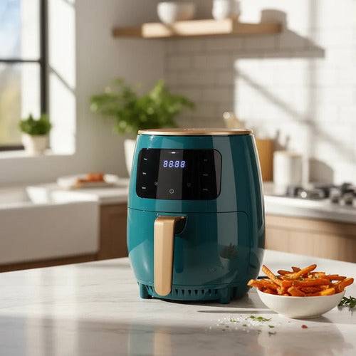 Maquina Freidora Aire Electrica 6lt 2400w Digital Cocina Verde Oscuro