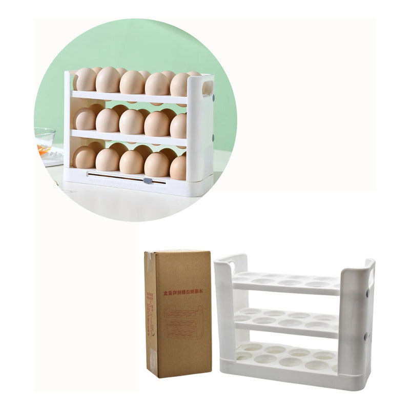 Huevera Para Heladera Plastico Color Blanco 19x25cm.