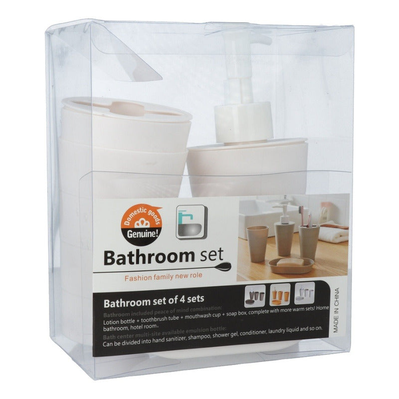 Set De Accesorios Baño De Plastico 4 Piezas