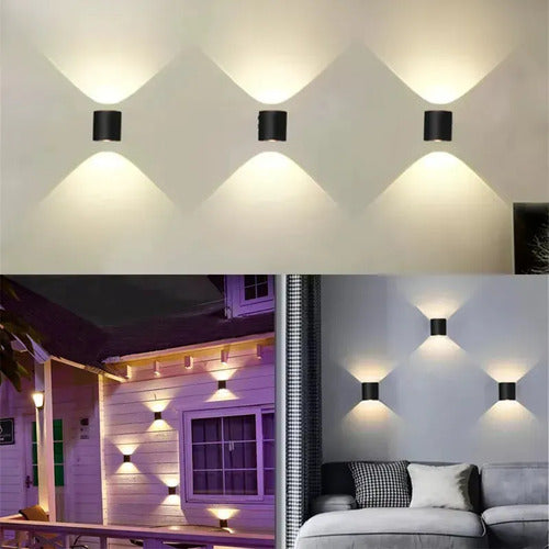 Aplique Exterior Bidireccional Luminaria Foco Lampara Pared Negro