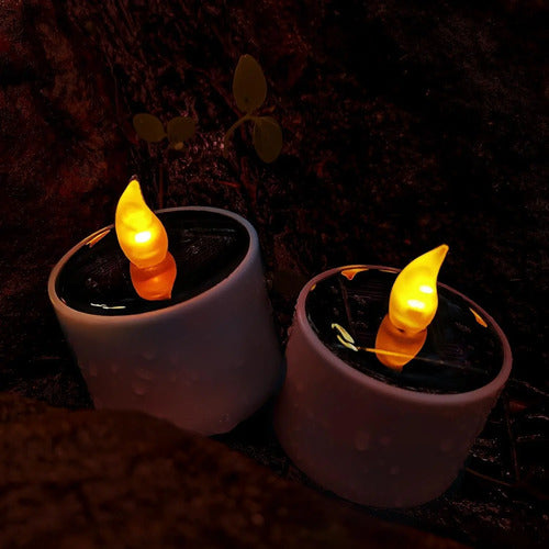 Lampara Led Vela Decorativa Solar Jardin Pack 6 Unidades