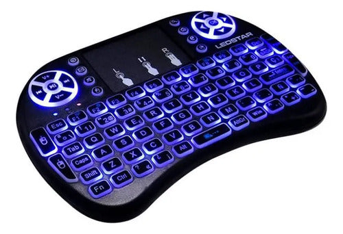 Teclado Tv Inalambrico Panel Tactil Rgb Recargable 3 Colores Azul