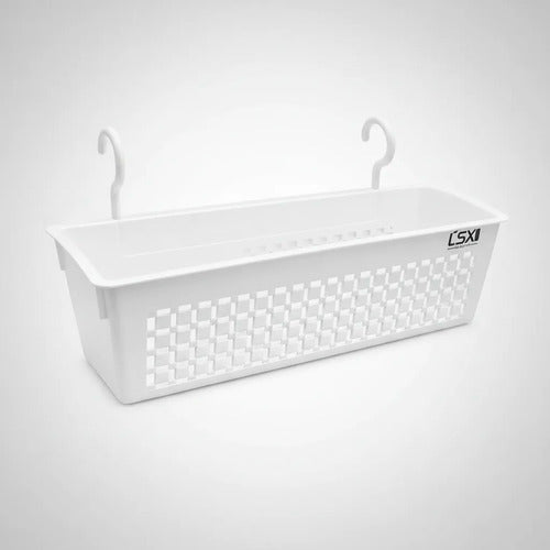 Canasto Organizador Colgante Plástico 32x12x10cm Con Ganchos Blanco