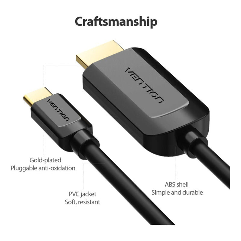 Cable Hdmi A Usb C Tipo C 4k Hd 1.5m Negro