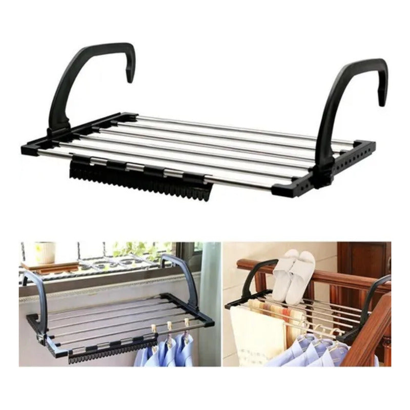 X2 Tender Tendedero Ropa Balcon Ventana Colgar Plegable