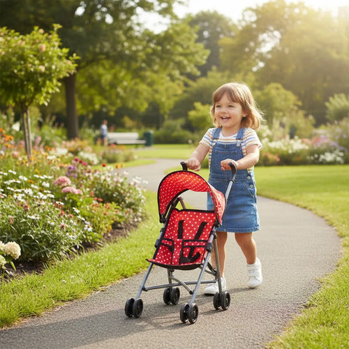 Set Infantil Coche Hamaca Silla Para Muñecas 3 Piezas Rojo