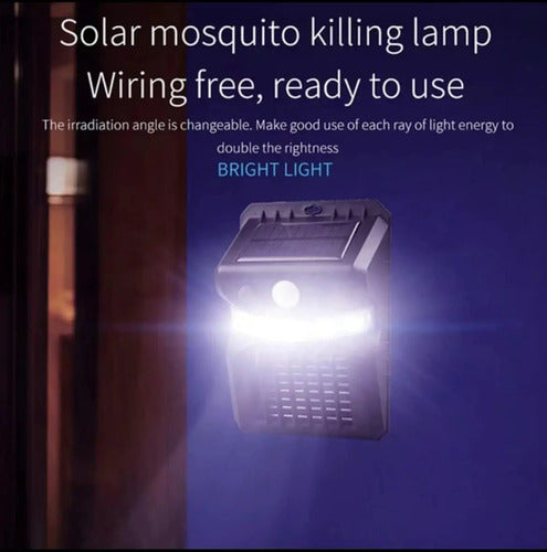 Lampara Solar Pared Led Mata Mosquitos Repelente De Insectos Negro