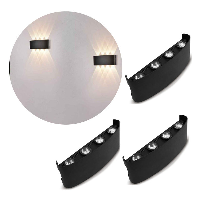 Set X3 Foco Pared Aplique Exterior Lampara Bidireccional