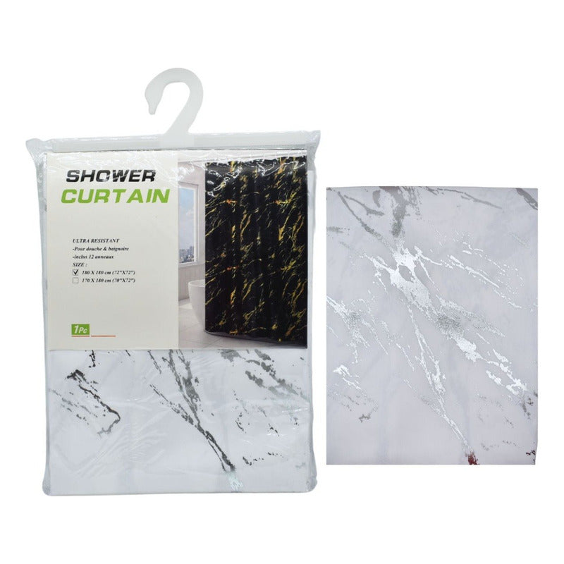 Cortina De Baño Para Ducha Diseño Marmol 180x180cm