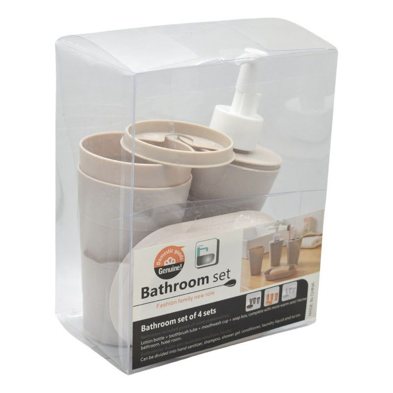 Set De Accesorios Baño De Plastico 4 Piezas