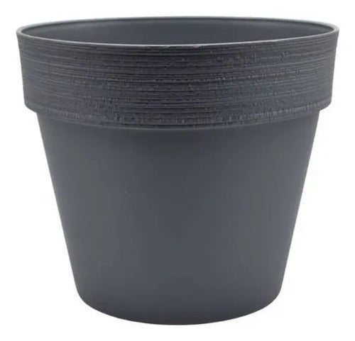 Maceta Plastica Redonda Decorativa 35x30cm Jardin Exterior Gris