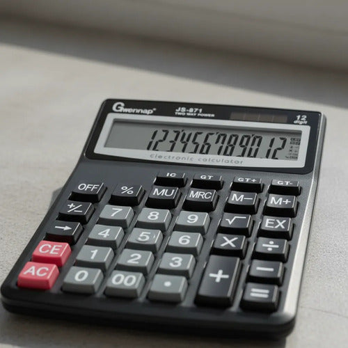 Calculadora Grande Escritorio Oficina 12 Digitos Solar Pilas Negro