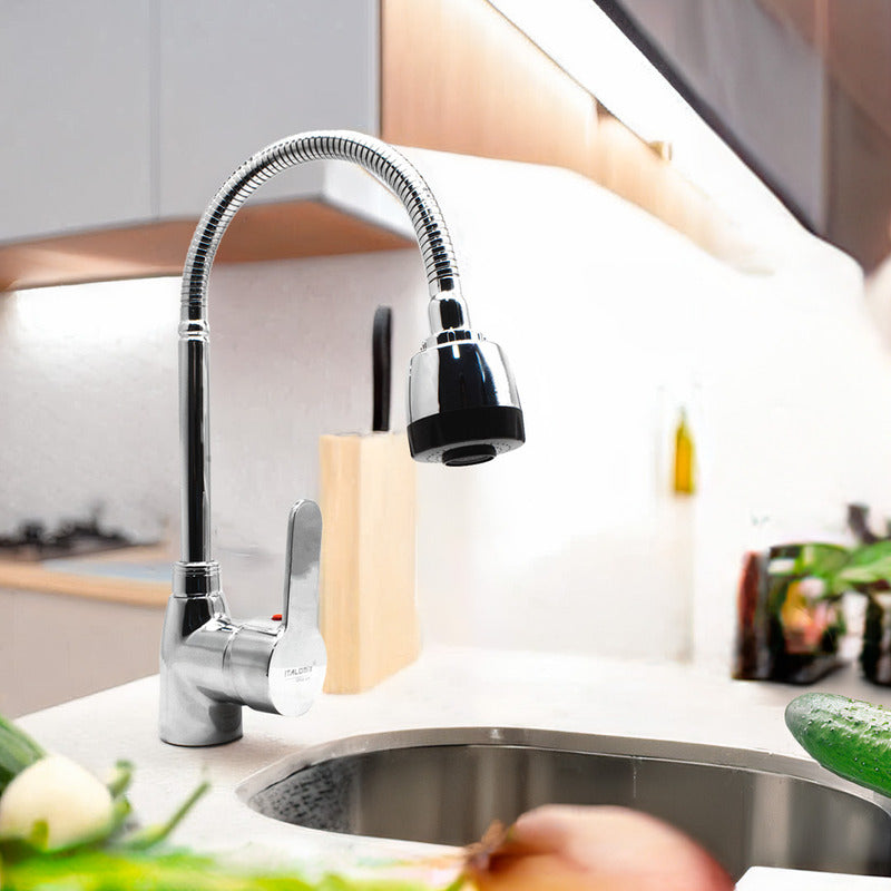 Grifo Monocomando Mesada Canilla Cocina Flexible + Colillas