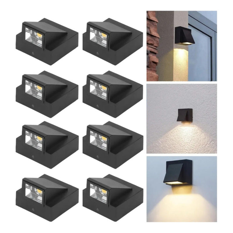 Set X8 Foco Pared Aplique Exterior Lampara Jardin Luminaria