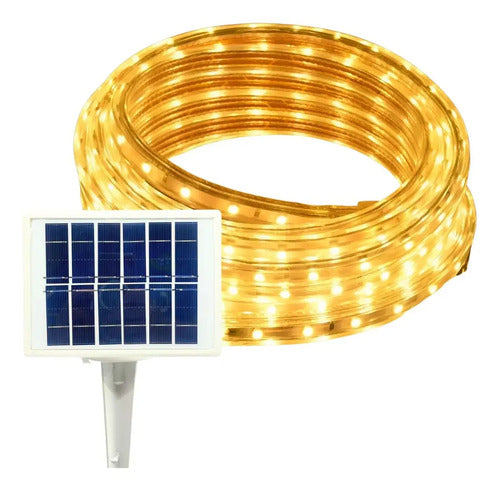 Set X2 Guirnalda Solar Guia Luces Manguera Led Calida 10mts Cálida