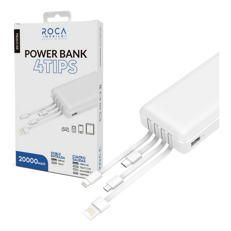 Power Bank 20.000mah Cargador Portati Con Cables Integrados