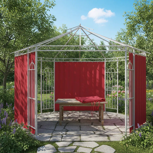 Paredes Gazebo 3 Lados 1.90x9m Oxford Plegable Cerramiento Rojo