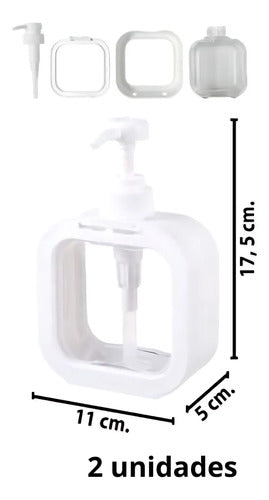 X2 Dispensador De Jabon Liquido Shampoo Baño De Plastico Blanco