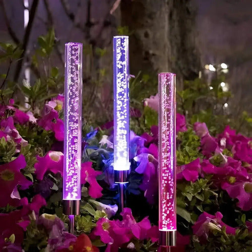 Set X4 Estaca Solar Jardin Decoracion Luces Led Exterior Rgb Rgb