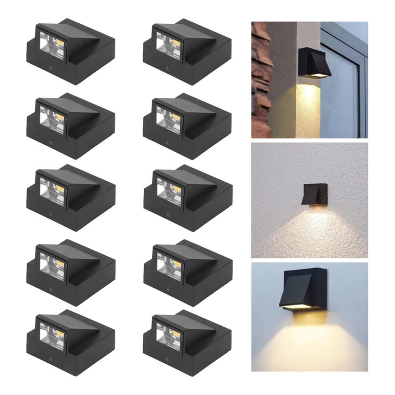 Set X10 Foco Pared Aplique Exterior Lampara Jardin Luminaria