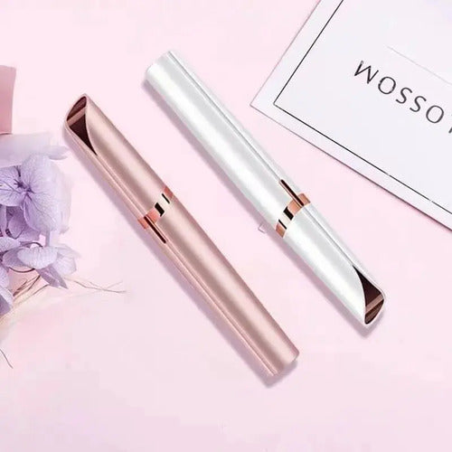 Afeitadora Depiladora Inalambrica + Lapiz Perfilador Cejas Rosa Con Blanco